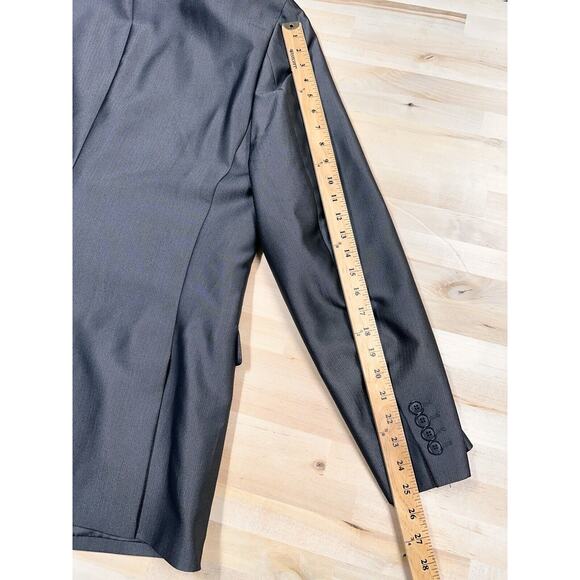 Men’s Bar III Slim Fit Suit Jacket Blazer 44L Dark Gray Pin Striped - Picture 3 of 8